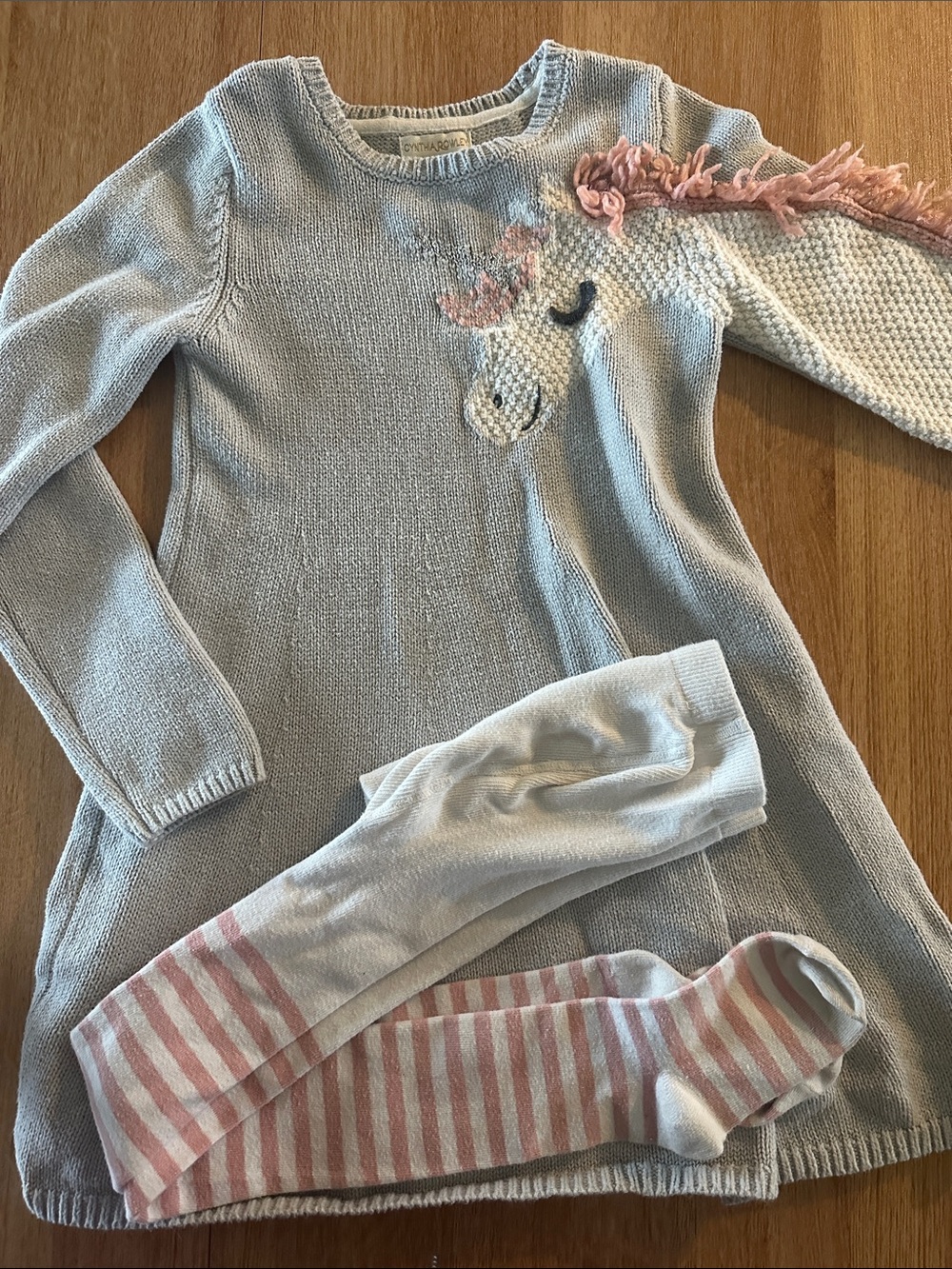 Girls Sweater Dress with Tights